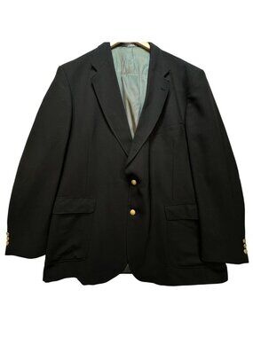 Stafford Mens Blazer Suit Jacket 48L Black Double Button Formal Workwear Classic